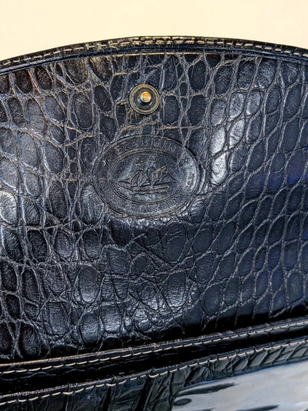 Brahmin Black Leather & Pony Hair Cheetah Wallet Checkbook Pocketbook